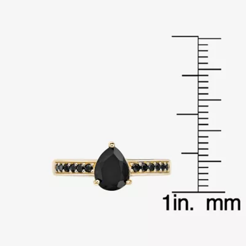 Womens Genuine Black Onyx 18K Gold Over Silver Cocktail Ring
