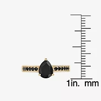 Womens Genuine Black Onyx 18K Gold Over Silver Cocktail Ring