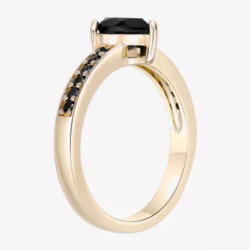Womens Genuine Black Onyx 18K Gold Over Silver Cocktail Ring