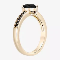 Womens Genuine Black Onyx 18K Gold Over Silver Cocktail Ring