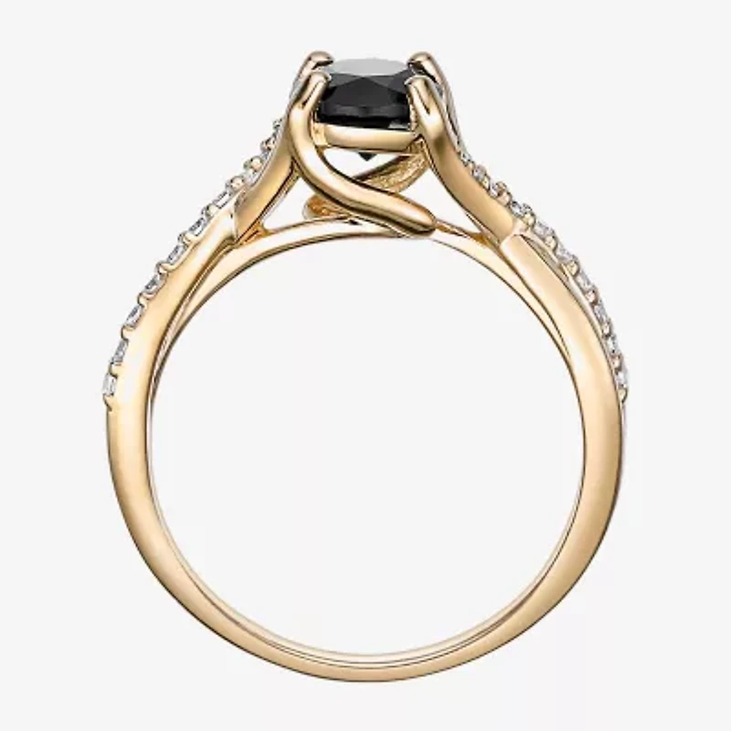 Womens Genuine Black Onyx 18K Gold Over Silver Cocktail Ring