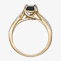 Womens Genuine Black Onyx 18K Gold Over Silver Cocktail Ring