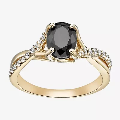 Womens Genuine Black Onyx 18K Gold Over Silver Cocktail Ring