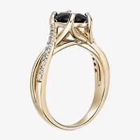 Womens Genuine Black Onyx 18K Gold Over Silver Cocktail Ring