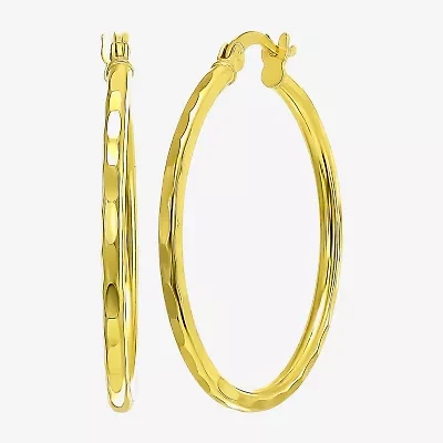 Womens 24K Gold Over Silver 30mm Hoop Earrings