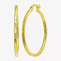 Womens 24K Gold Over Silver 30mm Hoop Earrings