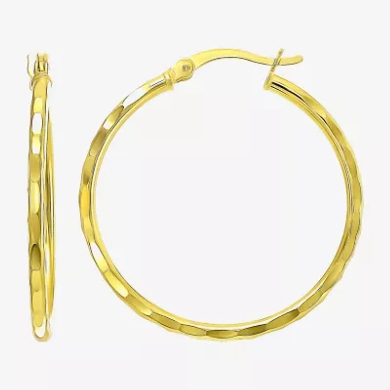 Womens 24K Gold Over Silver 30mm Hoop Earrings