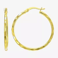 Womens 24K Gold Over Silver 30mm Hoop Earrings