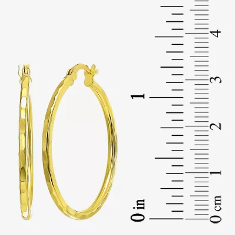 Womens 24K Gold Over Silver 30mm Hoop Earrings