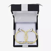 Womens 24K Gold Over Silver 30mm Hoop Earrings