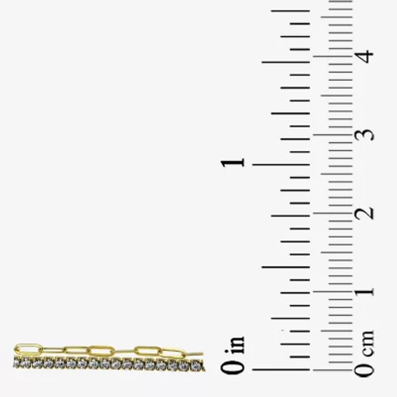 Womens White Cubic Zirconia 14K Gold Over Silver 6 1/2 Inch Tennis Bracelet