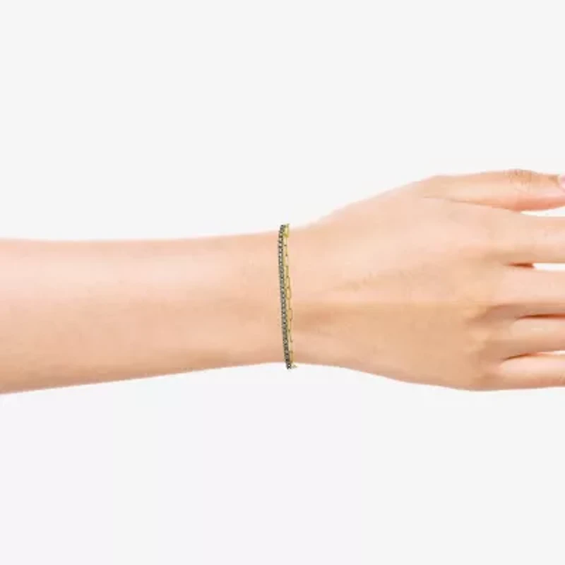 Womens White Cubic Zirconia 14K Gold Over Silver 6 1/2 Inch Tennis Bracelet