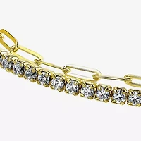 Womens White Cubic Zirconia 14K Gold Over Silver 6 1/2 Inch Tennis Bracelet
