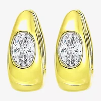 Womens White Cubic Zirconia 14K Gold Over Silver Hoop Earrings