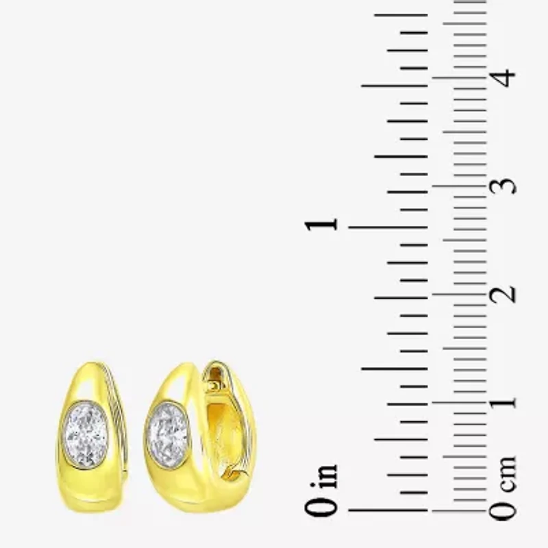 Womens White Cubic Zirconia 14K Gold Over Silver Hoop Earrings