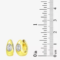 Womens White Cubic Zirconia 14K Gold Over Silver Hoop Earrings
