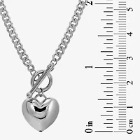 Womens Sterling Silver Heart 18 Inch Pendant Necklace
