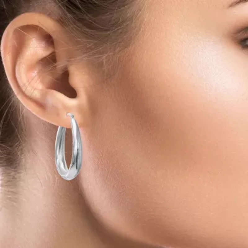 Womens Sterling Silver Hoop Earrings