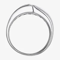 Mens White Cubic Zirconia Sterling Silver Band