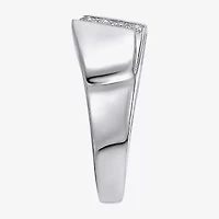 Mens White Cubic Zirconia Sterling Silver Band