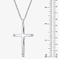 Religious Jewelry Cross Mens Sterling Silver Cross 24 Inch Pendant Necklace