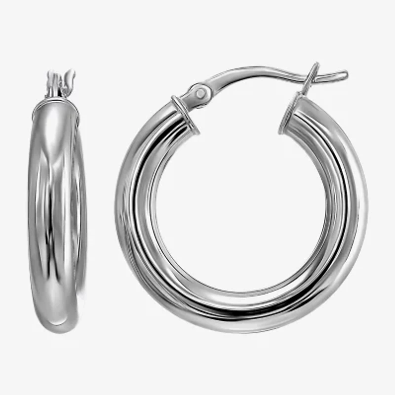 Womens Sterling Silver 22mm Hoop Earrings