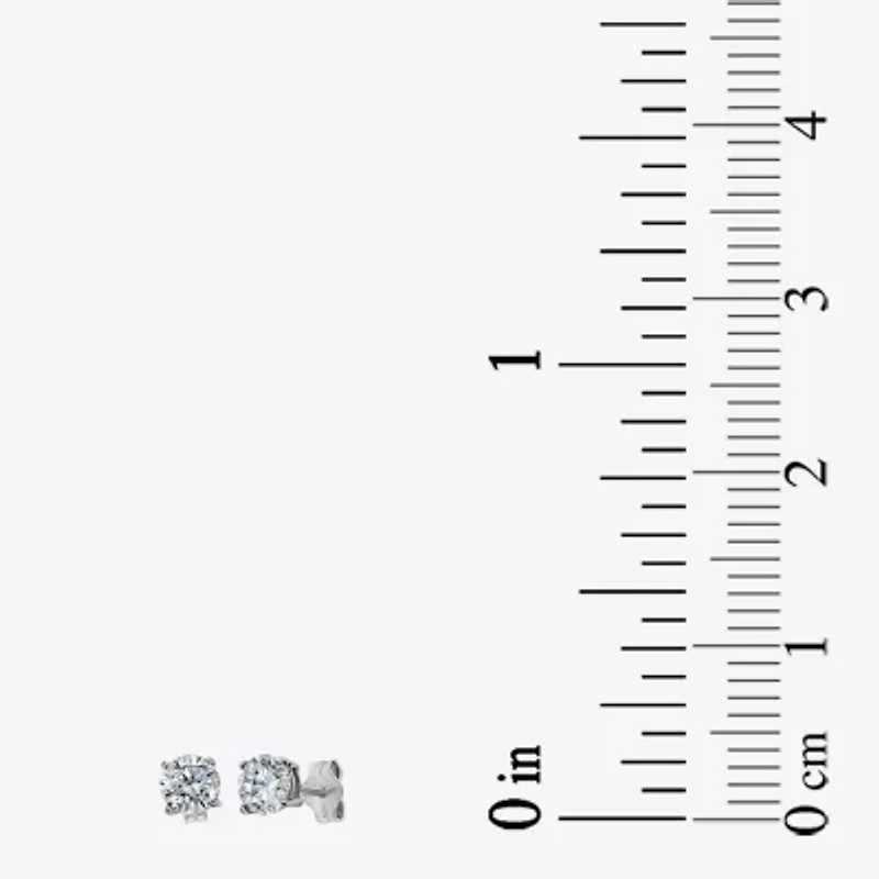 Womens White Cubic Zirconia Sterling Silver Pair Earring Set