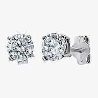 Womens White Cubic Zirconia Sterling Silver 2 Pair Earring Set