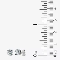 Womens White Cubic Zirconia Sterling Silver 2 Pair Earring Set