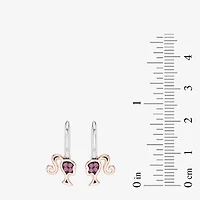 Womens Lab Created Pink Sapphire 10K Rose Gold Sterling Silver Barbie Drop Earrings