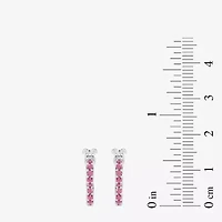 Womens Lab Created Pink Sapphire Sterling Silver 15.2mm Barbie Hoop Earrings