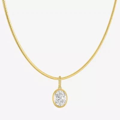 Diamond Addiction (G-H / Si2-I1) Womens 1 1/2 CT. T.W. Lab Grown White Diamond 14K Gold Over Silver Oval 18 Inch Pendant Necklace