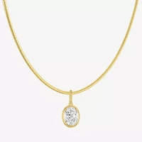 Diamond Addiction (G-H / Si2-I1) Womens 1 1/2 CT. T.W. Lab Grown White Diamond 14K Gold Over Silver Oval 18 Inch Pendant Necklace