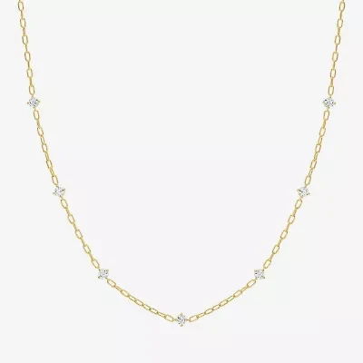 Diamond Addiction (G-H / Si2-I1) Womens 14K Gold Over Silver 18 Inch Link Chain Necklace