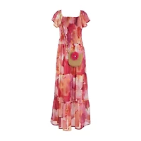 Speechless Big Kid Girls Short Sleeve Ruffled Floral Maxi Dress