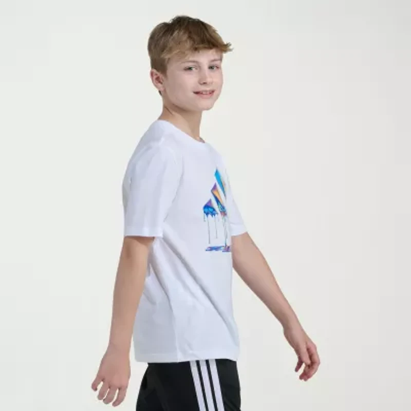 adidas Big Kid Boys Crew Neck Short Sleeve Regular Fit Graphic T-Shirt