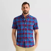 U.S. Polo Assn. Plaid Mens Short Sleeve Classic Fit Stretch Fabric Button-Down Shirt