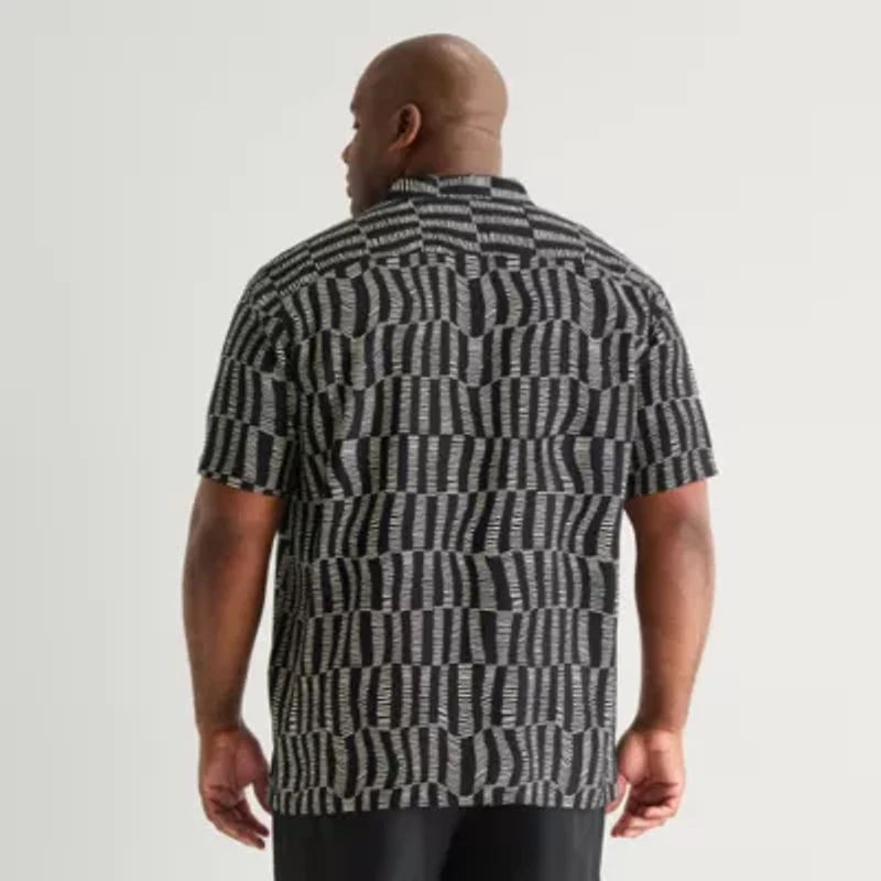 J. Ferrar Mens Short Sleeve Big and Tall Camp Shirt