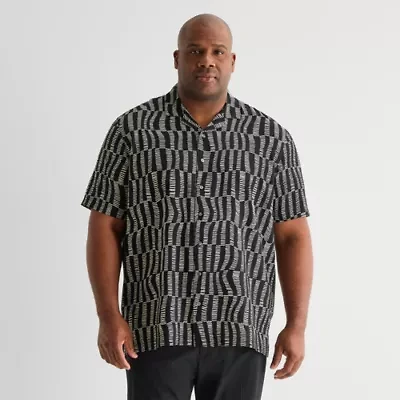 J. Ferrar Mens Short Sleeve Big and Tall Camp Shirt