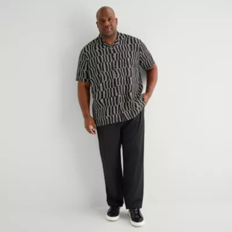 J. Ferrar Mens Short Sleeve Big and Tall Camp Shirt