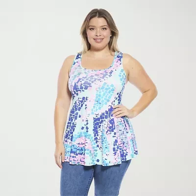 24seven Comfort Apparel Womens Plus Scoop Neck Sleeveless Tank Top