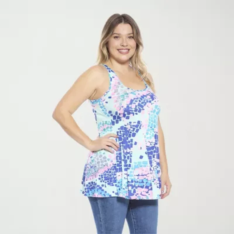 24seven Comfort Apparel Womens Plus Scoop Neck Sleeveless Tank Top