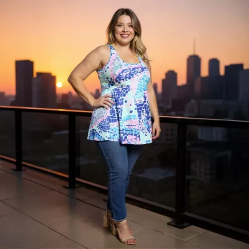 24seven Comfort Apparel Womens Plus Scoop Neck Sleeveless Tank Top