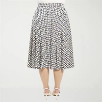 24seven Comfort Apparel Womens Plus Mid Rise Midi A-Line Skirt
