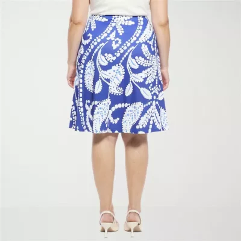 24seven Comfort Apparel Womens Plus Mid Rise A-Line Skirt