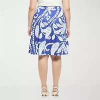 24seven Comfort Apparel Womens Plus Mid Rise A-Line Skirt