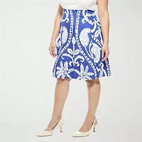 24seven Comfort Apparel Womens Plus Mid Rise A-Line Skirt