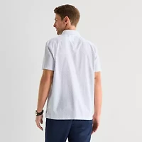 Stafford Cool Tech Mens Short Sleeve Regular Fit Stretch Fabric Wrinkle Free Button-Down Shirt