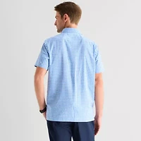 Stafford Cool Tech Mens Short Sleeve Regular Fit Stretch Fabric Wrinkle Free Button-Down Shirt