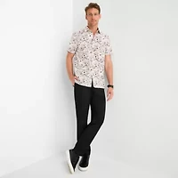 Stafford Shell Print Mens Short Sleeve Regular Fit Button-Down Shirt